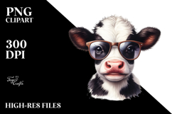 Graceful Baby Cow with Sunglasses PNG Product Image 2