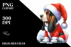 Colorful Basset Hound with Christmas Decor, High-Res PNG Product Image 3