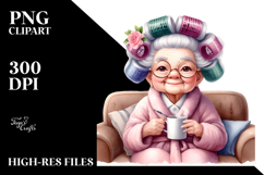 Elderly Lady Watercolor Clipart Product Image 2