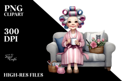 Elderly Lady Watercolor Clipart Product Image 2