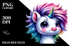 Vibrant Cute Unicorn Clipart PNG Product Image 1
