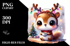 Cheerful Squirrel with Reindeer Horns PNG Product Image 3