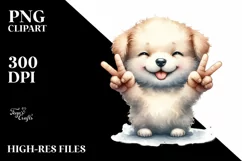 Funny Cute Puppy Smiling with Victory Sign Product Image 1