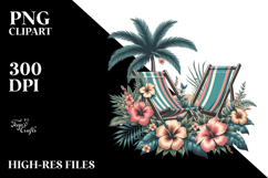Vintage Tropical Beach Chairs PNG Product Image 2