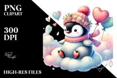 Adorned Penguin Cloud Hearts PNG Product Image 2