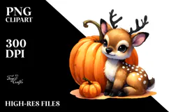 Vibrant Cute Baby Elk | | Watercolor Clipart Product Image 2