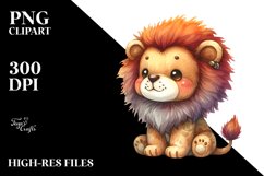 Vibrant Watercolor Colorful Brownish Plush Lion | Clipart Product Image 1