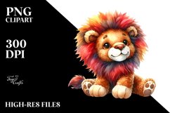 Vibrant Watercolor Colorful Brownish Plush Lion | Clipart Product Image 3