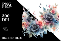 Colorful Floral with Small Black Roses, High-Res PNG Product Image 2