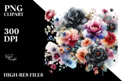 Colorful Black Rose PNG with Small Black Roses Product Image 2