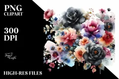 Colorful Black Rose PNG with Small Black Roses Product Image 3