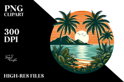 Vintage Tropical Island Sunset, 20 oz Tumbler PNG Product Image 2
