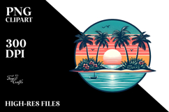 Vintage Tropical Island Sunset, 20 oz Tumbler PNG Product Image 2