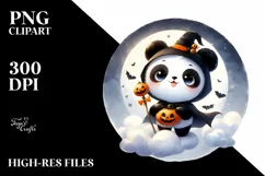Cute Baby Panda on Cloud Halloween PNG Product Image 3