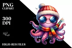 Funny Cute Octopus Portrait Smiling with Scarf and Product Image 1