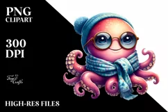 Funny Cute Octopus Portrait Smiling with Scarf and Product Image 3