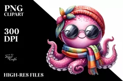 Funny Cute Octopus Portrait Smiling with Scarf and Product Image 1