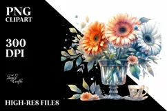 Artistic Gerbera Watercolor | Sublimation Clipart Product Image 1