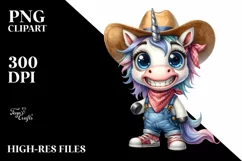 Expressive Unicorn with Hat and Large Shoes Clipart Product Image 3