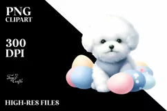 Cute Pet Bichon Frise Watercolor | Sublimation Clipart Product Image 3