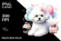 Cute Pet Bichon Frise Watercolor | Sublimation Clipart Product Image 1