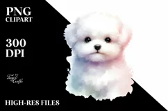 Cute Pet Bichon Frise Watercolor | Sublimation Clipart Product Image 3