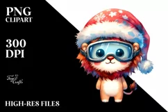 Cool Lion in Santa Hat PNG Product Image 1