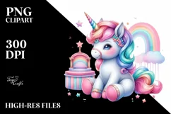 Baby Unicorn on Stage, Vibrant PNG Product Image 3