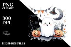 Washed Watercolor Cute Ghost, PNG Product Image 2