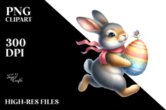 Bunny Running with Easter Egg, PNG Product Image 2
