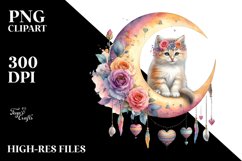 Colorful Pastel Cute Boho Kitten, PNG Product Image 2
