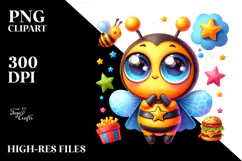 Colorful Baby Bee Dreaming PNG Product Image 2