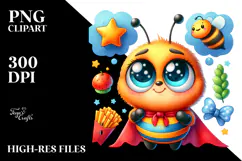 Colorful Baby Bee Dreaming PNG Product Image 2
