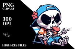 Cartoony Skeletton with Beach Wear, Balanced PNG Product Image 2