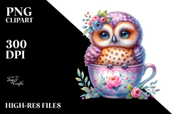 Vibrant Teacup Owl Clipart Product Image 2
