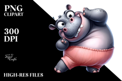 Silly Cartoon Hippo PNG Product Image 2
