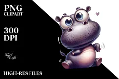 Whimsical Cartoon Hippo with Silly Smirk Product Image 2