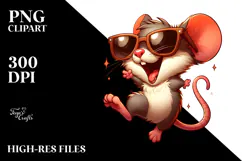 Cartoony Mouse with Oversized Sunglasses PNG Product Image 2