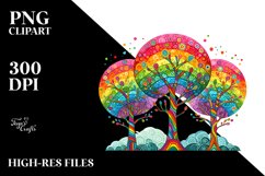 Colorful Rainbow Trees Clipart Product Image 1