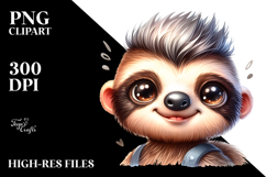 Cute Baby Sloth with Cool Haircut PNG Product Image 2