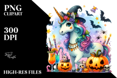Dressed Unicorn Halloween Vibrant Sublimation Clipart Product Image 2