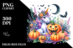 Dressed Unicorn Halloween Vibrant Sublimation Clipart Product Image 2