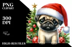 Enthusiastic Pug in Christmas Theme PNG Product Image 3