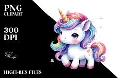 Vibrant Cute Baby Unicorn | | Watercolor Clipart Product Image 1