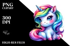 Vibrant Cute Baby Unicorn | | Watercolor Clipart Product Image 1