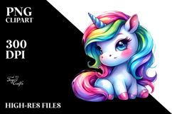 Vibrant Cute Baby Unicorn | | Watercolor Clipart Product Image 2
