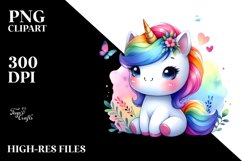 Vibrant Cute Baby Unicorn | | Watercolor Clipart Product Image 1