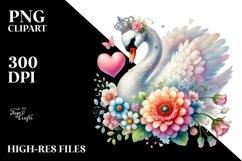 Colorful Pastel Swan on Flower PNG Product Image 2