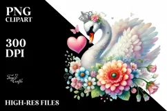 Colorful Pastel Swan on Flower PNG Product Image 2