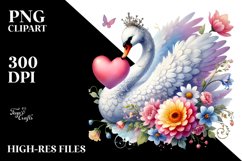 Colorful Pastel Swan on Flower PNG Product Image 2